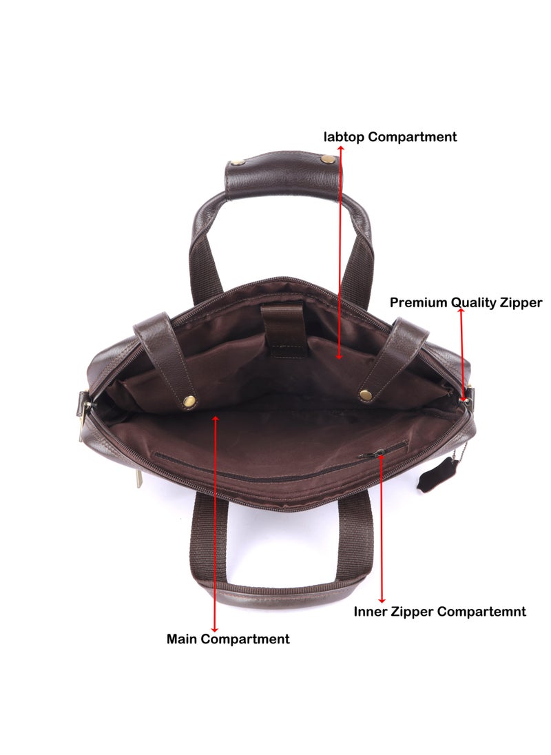 LAVERI LEATHER LAVERI Laptop Bag for Men - Leather Messenger Bag for Office - Fits up to 15 Inch Laptop - Shoulder Bag with Multiple Compartments - Executive Leather Bag for Work/Travel/Casual  - 2872  - Image 2