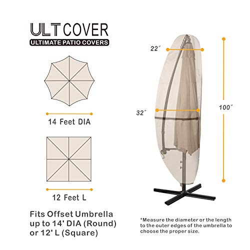 ULTCOVER Patio Parasol 600D Waterproof Outdoor Offset Banana Style Umbrella Cover - Fits Cantilever Offset Umbrella 12-14 Feet - Image 2