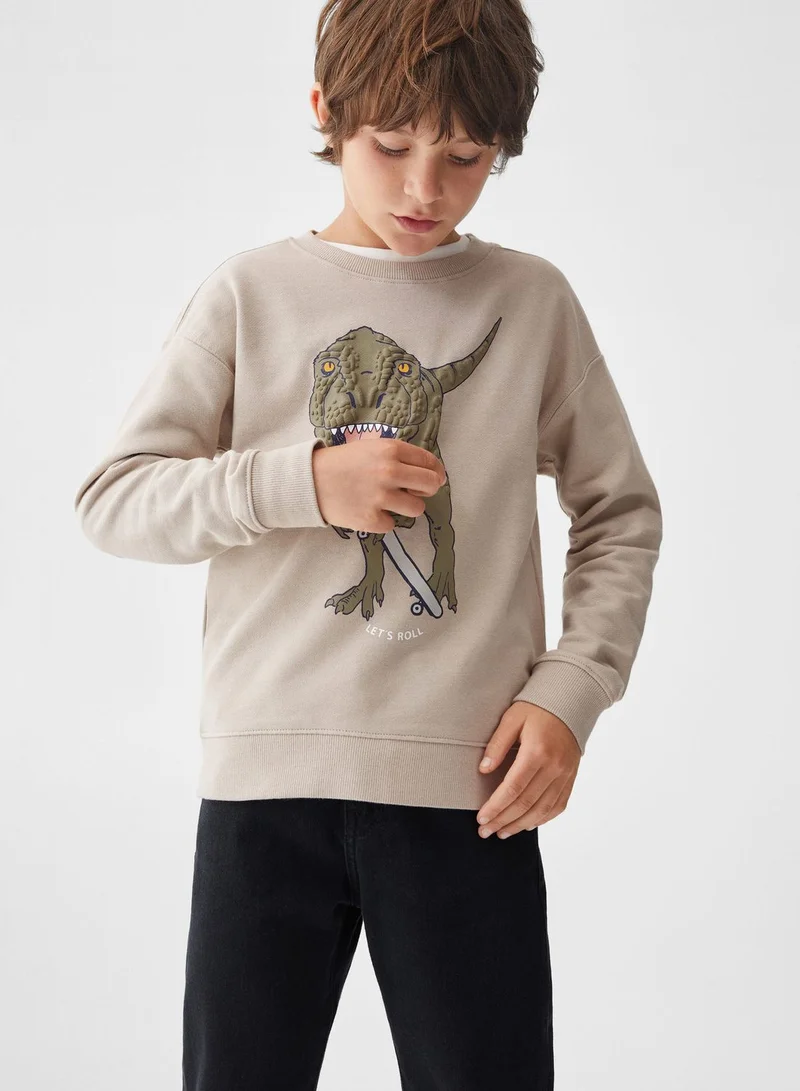 MANGO Kids Dino Print Sweatshirt