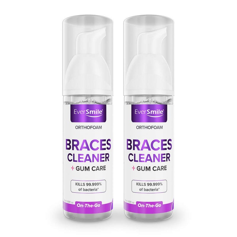 EverSmile OrthoFoam Braces Cleaner â€” Brushable Foam Whitens Teeth, Eliminates Bacteria, Fights Plaque and Bad Breath â€“ Cleans Under Metal, Ceramic, Clear Brackets and Wires â€“ 50ml (2 Pk) - Image 2