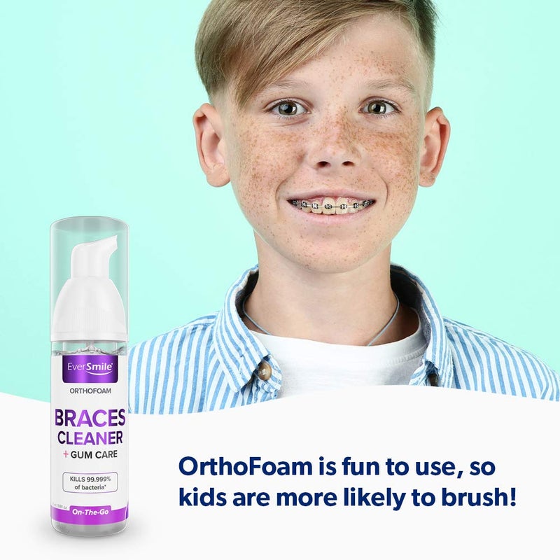 EverSmile OrthoFoam Braces Cleaner â€” Brushable Foam Whitens Teeth, Eliminates Bacteria, Fights Plaque and Bad Breath â€“ Cleans Under Metal, Ceramic, Clear Brackets and Wires â€“ 50ml (2 Pk) - Image 4