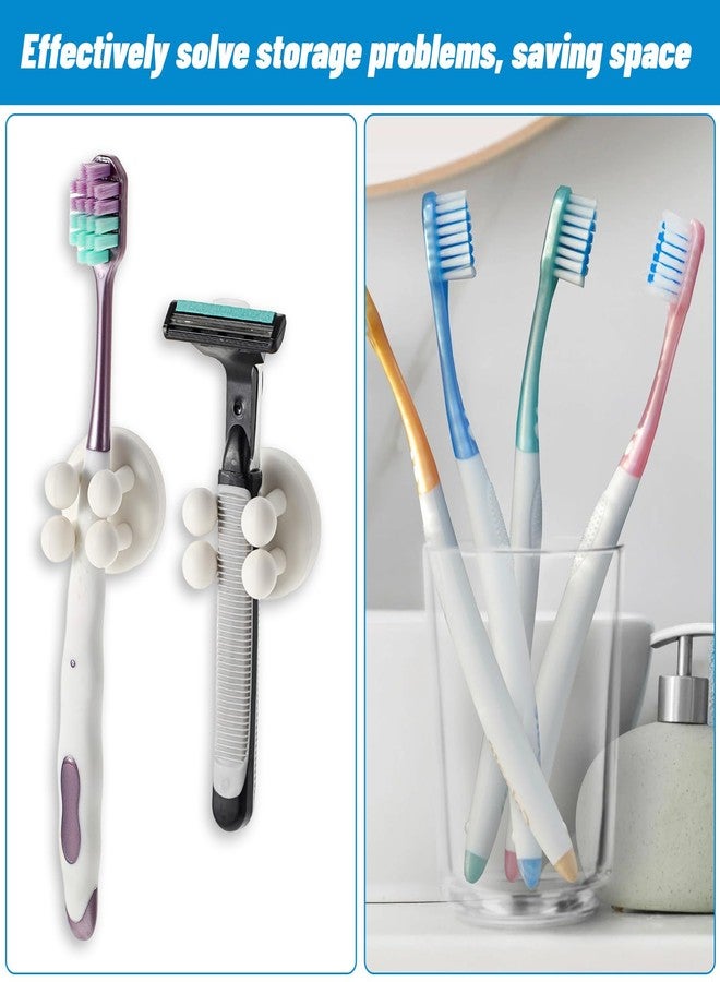 cobee 6 Pcs Silicone Toothbrush Holders, Self Adhesive Razor Holder for Shower Waterproof Multi-Function Hook Silicone Wall Mounted Hook for Hanging Key Plug Holder for Kitchen Bathroom Home Office - Image 3