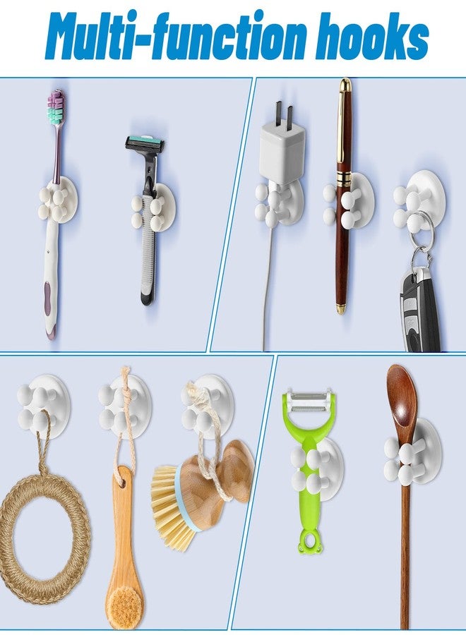 cobee 6 Pcs Silicone Toothbrush Holders, Self Adhesive Razor Holder for Shower Waterproof Multi-Function Hook Silicone Wall Mounted Hook for Hanging Key Plug Holder for Kitchen Bathroom Home Office - Image 2