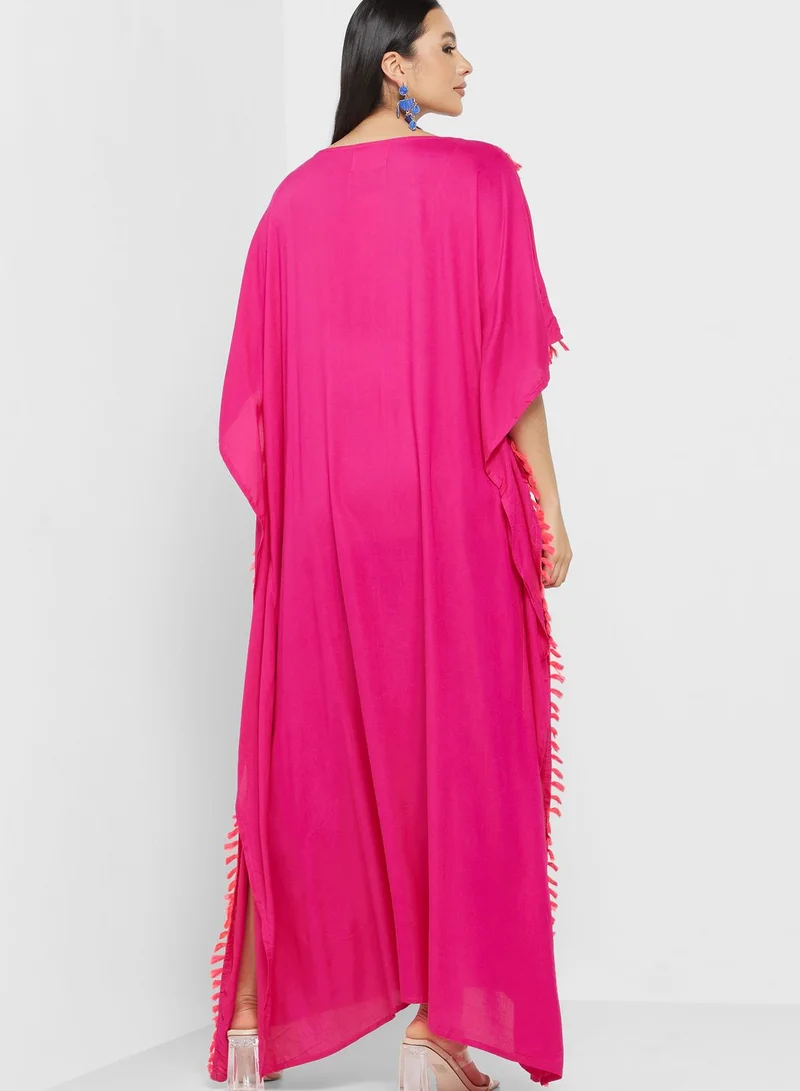 ARABIAN CLOSET Embroidered Flared Sleeve Kaftan