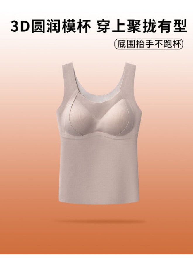 Goso Padded Thermal Underwear For Women Double-Sided Brushed Vest Wool Silk Base Layer Top Autumn Winter - Image 1