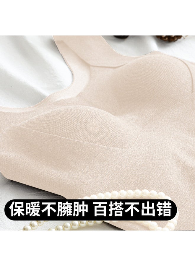 Goso Padded Thermal Underwear For Women Double-Sided Brushed Vest Wool Silk Base Layer Top Autumn Winter - Image 2