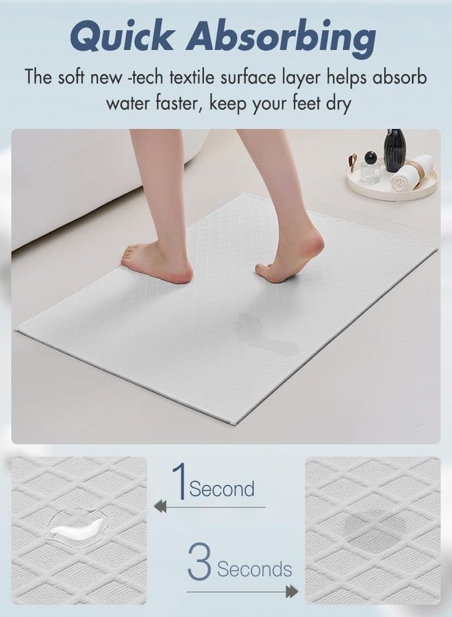 AMOAMI Ultra Thin Bathroom Rugs, Rubber Backed Bath Mats for Bathroom Non Slip, Absorbent Bathroom Mat for Floor, Shower, Sink (17"x28", White) - Image 3