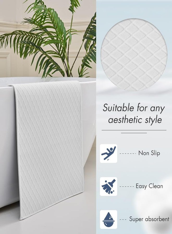 AMOAMI Ultra Thin Bathroom Rugs, Rubber Backed Bath Mats for Bathroom Non Slip, Absorbent Bathroom Mat for Floor, Shower, Sink (17"x28", White) - Image 5