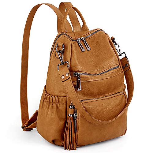 UTO Women Backpack Purse Leather Vegan Ladies Fashion Designer Rucksack Convertible Travel Shoulder Bag with Tassel - Image 1
