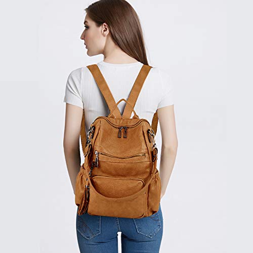 UTO Women Backpack Purse Leather Vegan Ladies Fashion Designer Rucksack Convertible Travel Shoulder Bag with Tassel - Image 2