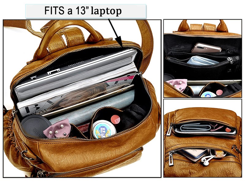 UTO Women Backpack Purse Leather Vegan Ladies Fashion Designer Rucksack Convertible Travel Shoulder Bag with Tassel - Image 4