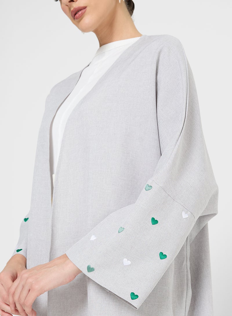 Khizana Abaya With Heart Print Sleeves - Image 3