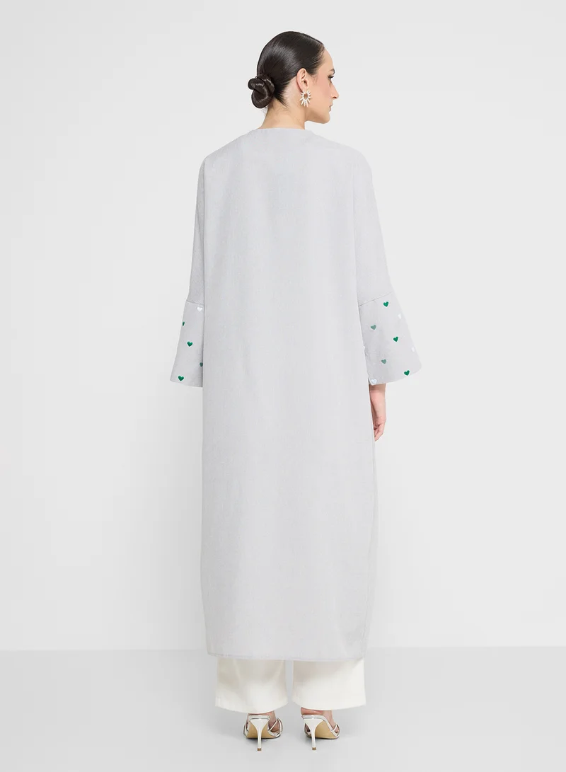 Khizana Abaya With Heart Print Sleeves