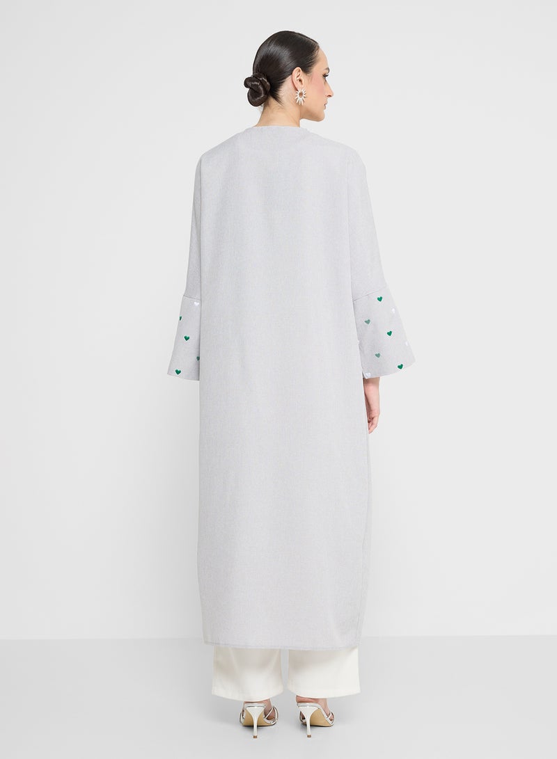 Khizana Abaya With Heart Print Sleeves - Image 2