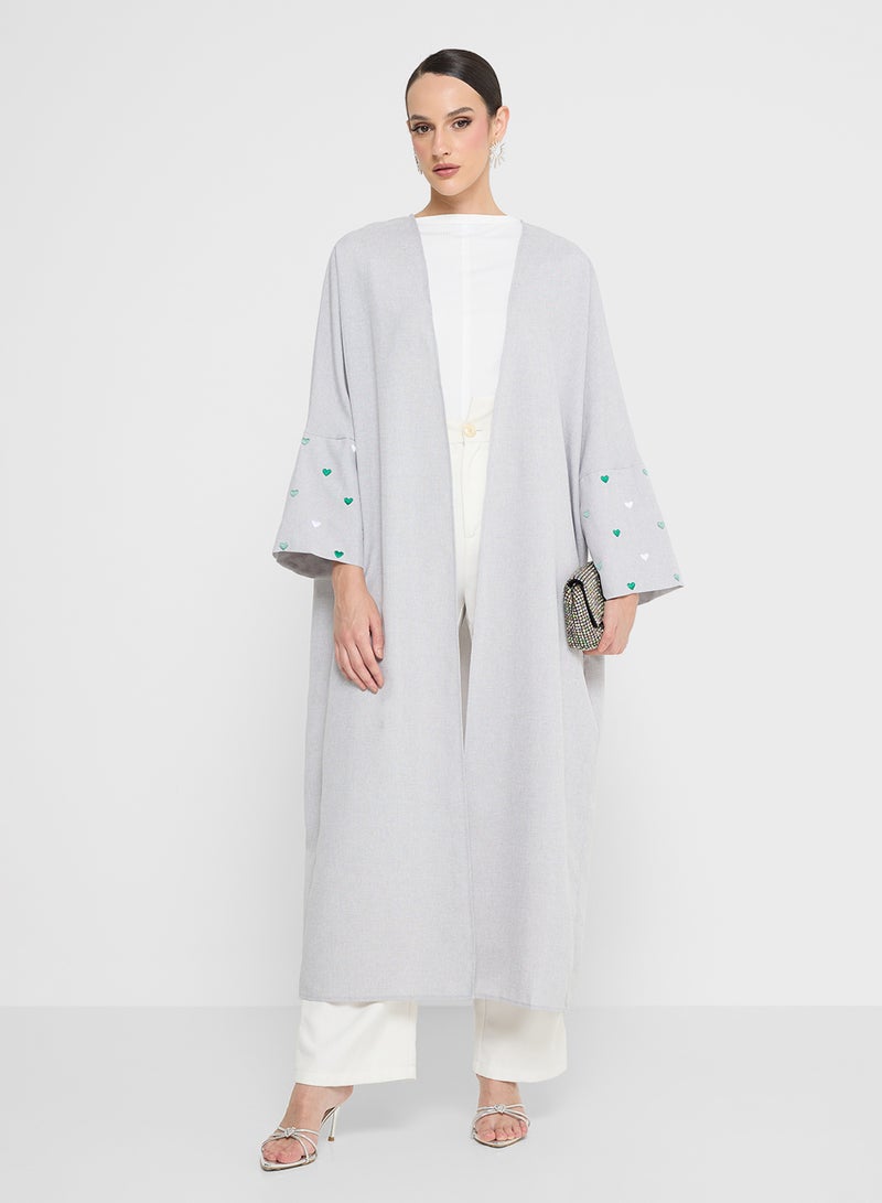 Khizana Abaya With Heart Print Sleeves - Image 4