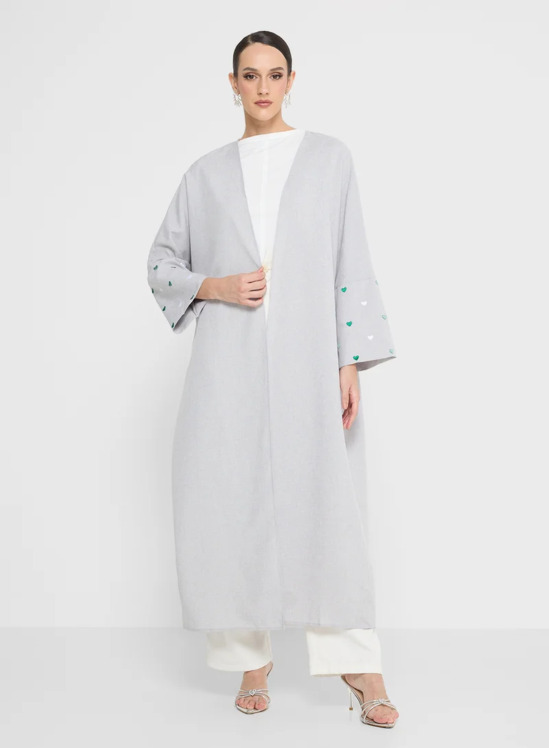 Khizana Abaya With Heart Print Sleeves