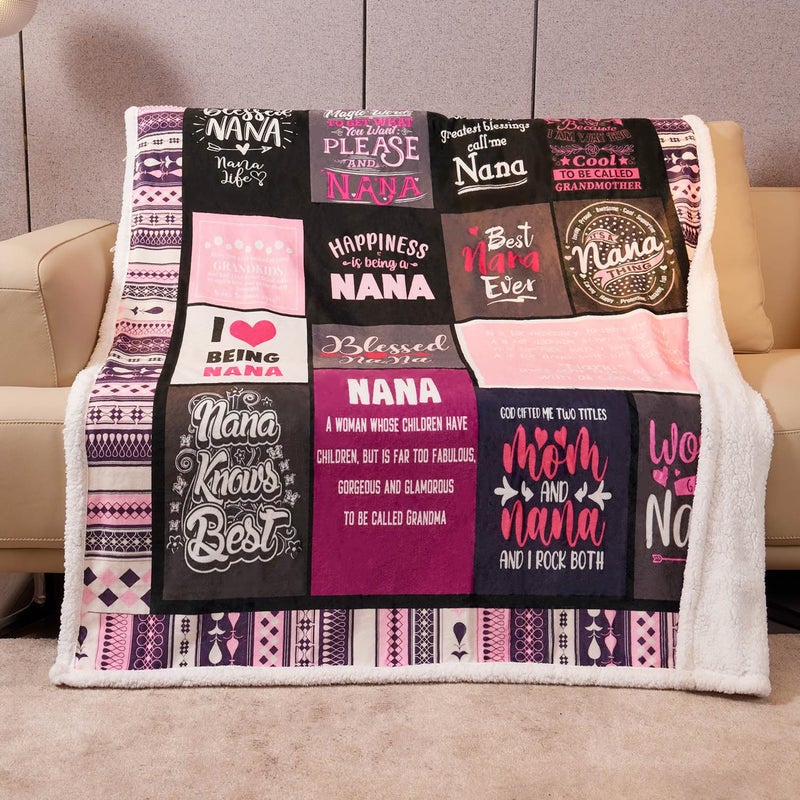 Guvisu Nana Gifts Nana Birthday Gifts Best Nana Ever Blanket Nana Gifts from Grandkids Nana Gifts from Granddaughter Grandma Birthday Gifts for Nana Throw Blanket 50  X 60  - Image 2