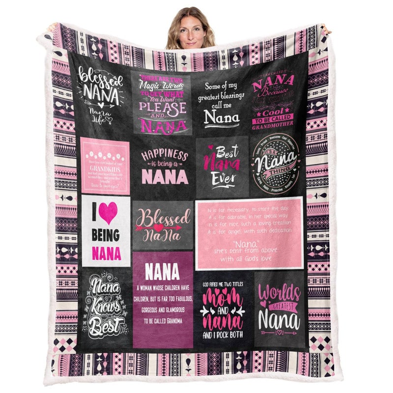 Guvisu Nana Gifts Nana Birthday Gifts Best Nana Ever Blanket Nana Gifts from Grandkids Nana Gifts from Granddaughter Grandma Birthday Gifts for Nana Throw Blanket 50  X 60  - Image 1