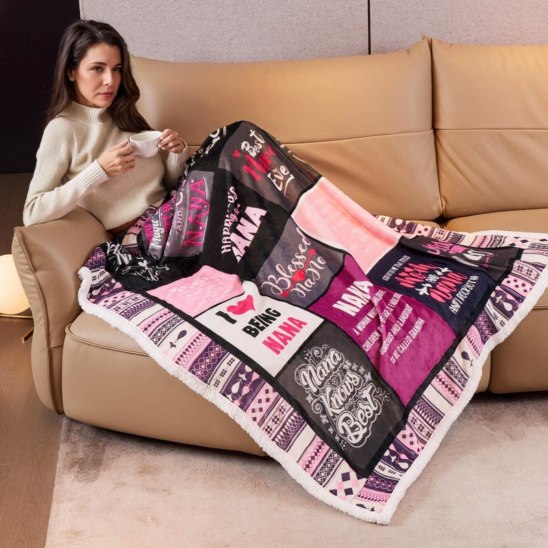 Guvisu Nana Gifts Nana Birthday Gifts Best Nana Ever Blanket Nana Gifts from Grandkids Nana Gifts from Granddaughter Grandma Birthday Gifts for Nana Throw Blanket 50  X 60  - Image 5