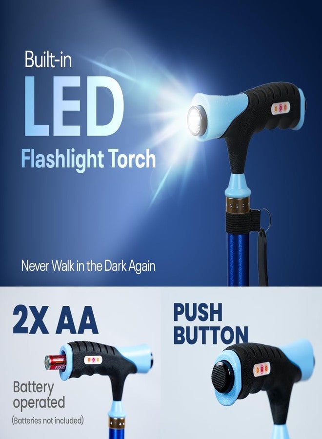 AGEasy عصا المشي Antara AGEasy (Max Group) Lumina مع ارتفاع قابل للتعديل ومصباح LED مدمج | دعامة مشي خفيفة الوزن للرجال والنساء وكبار السن (أزرق) (قاعدة متعددة) - Image 5
