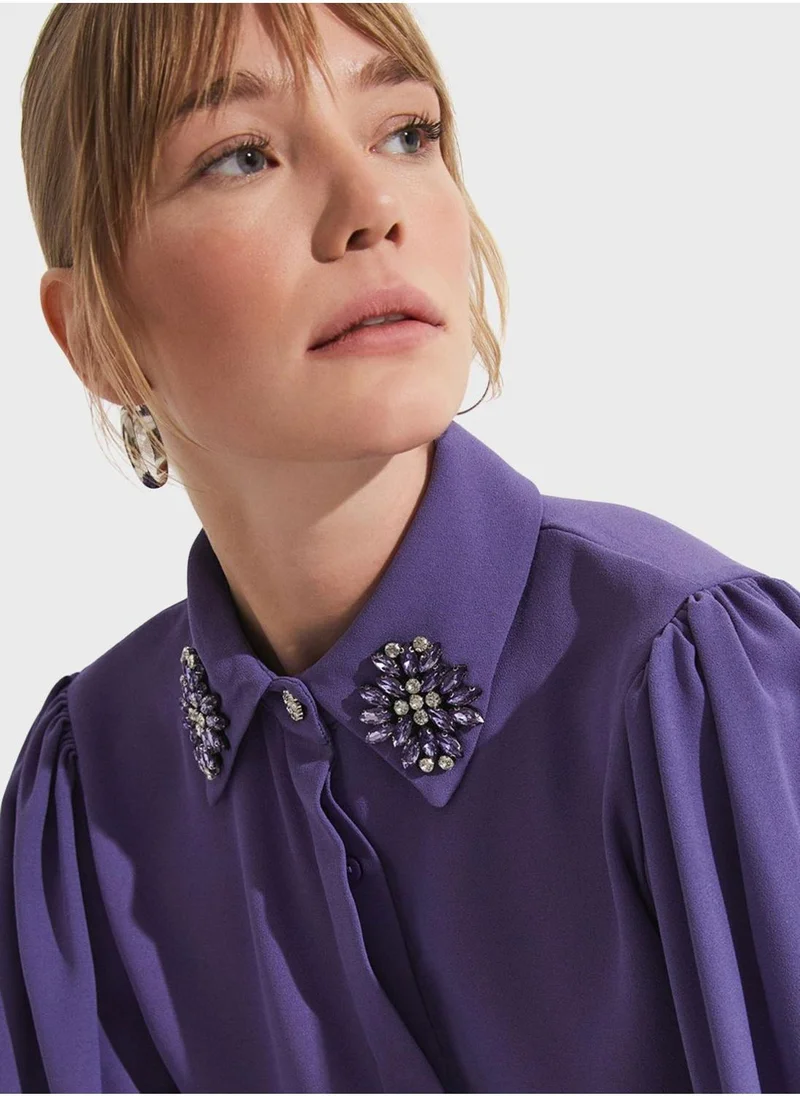 JUNE Collared Belted Dress