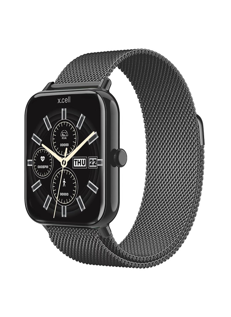 Xcell G8 Talk Pro Smart watch, Heart Rate/Blood Pressure/Oxygen Level Monitoring, Receive & Make Calls,Water Resistance: IP67, 1 Week Battery Life, Compatibility: IOS/Android-Gun Metal  - Image 2