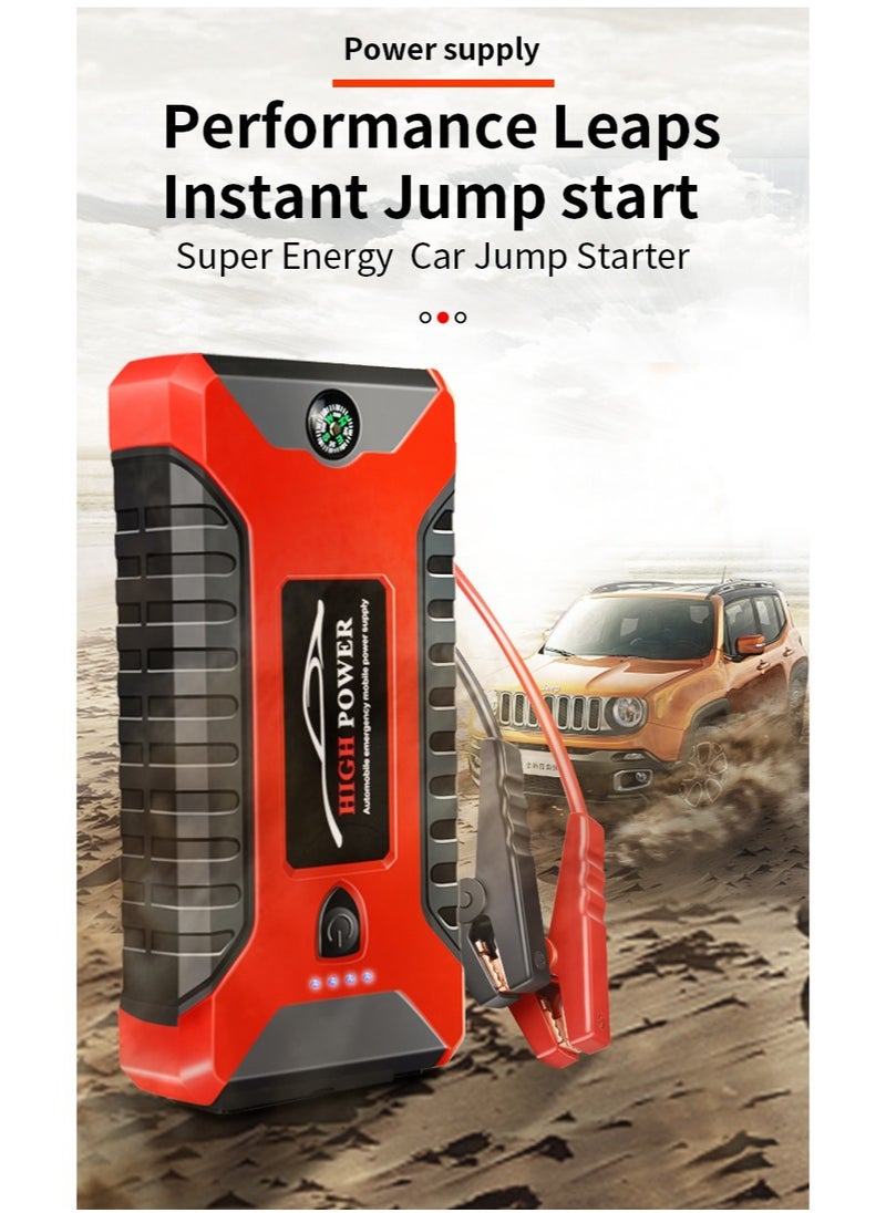 GULFLINK 99800mAh 600A Car Jump Starter, Water Resistant Jump Starter Battery Portable with USB/DC 12V/LED Light Red  - Image 3