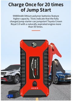 GULFLINK 99800mAh 600A Car Jump Starter, Water Resistant Jump Starter Battery Portable with USB/DC 12V/LED Light Red  - Image 4