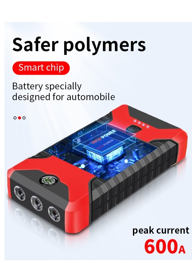 GULFLINK 99800mAh 600A Car Jump Starter, Water Resistant Jump Starter Battery Portable with USB/DC 12V/LED Light Red  - Image 5