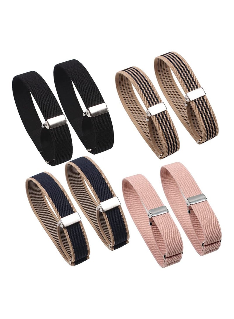 4 Pairs Adjustable Elastic Armbands for Shirts Anti-Slip Garters for Men and Women - Image 1