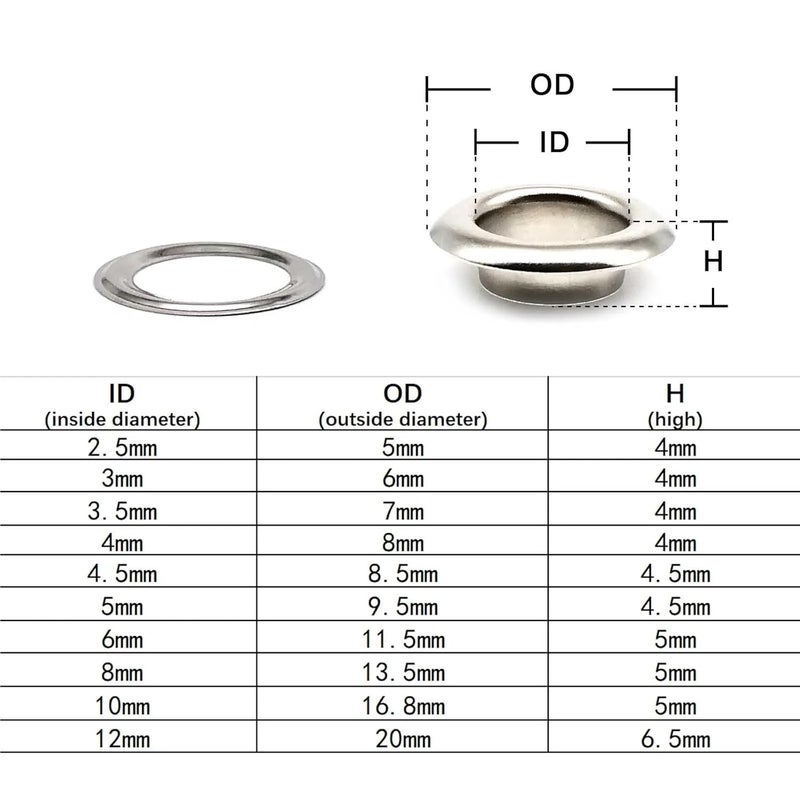 1000sets 2.5-12mm Metal Eyelet with Washer Grommet Ring Air Hole Rivet for Leather Bag Shoes Belt Cap Clothes(Inner Diameter 12mm) - Image 5