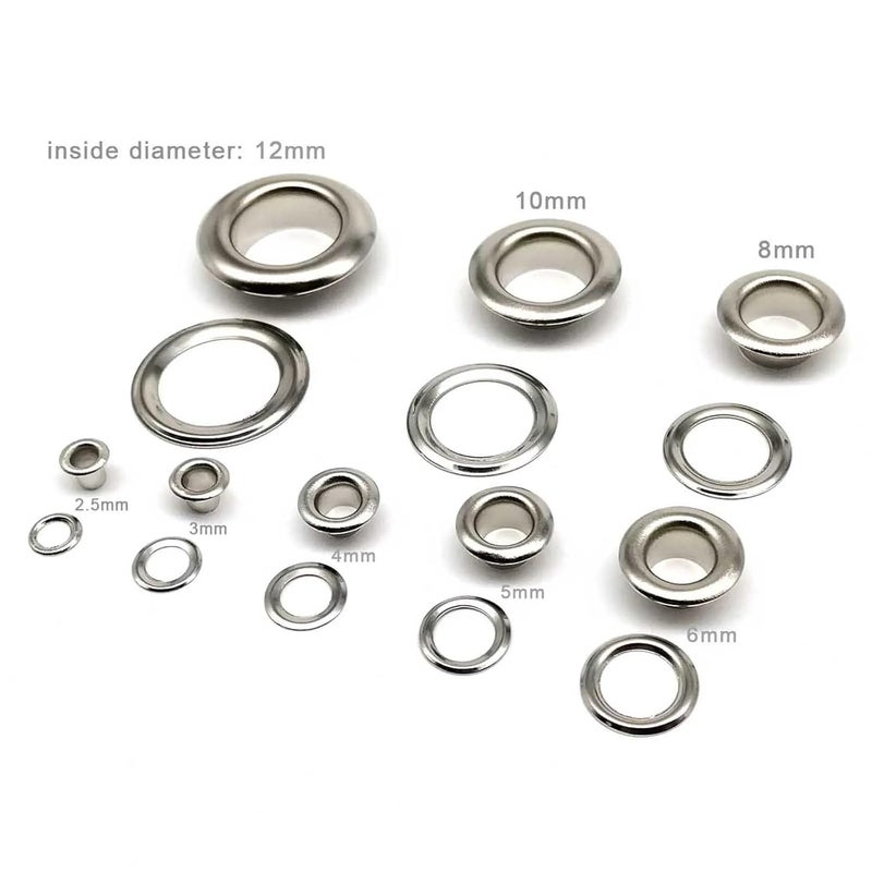 1000sets 2.5-12mm Metal Eyelet with Washer Grommet Ring Air Hole Rivet for Leather Bag Shoes Belt Cap Clothes(Inner Diameter 12mm) - Image 2