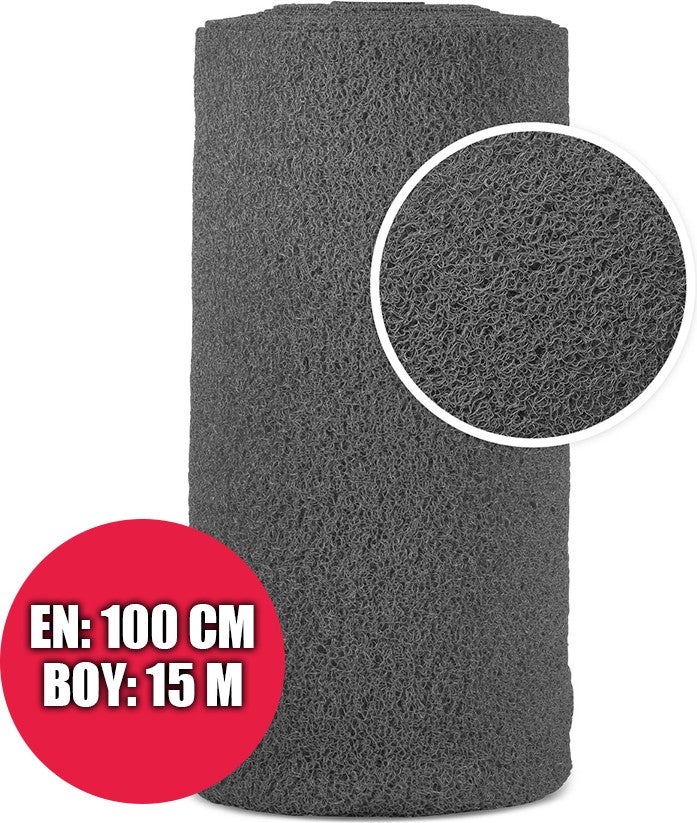 Sera Trend Complex Mat 1x15 Meters Gray PVC Curly Carpet Indoor Outdoor Runner Non-Slip Wet Floor Mat  - Image 1