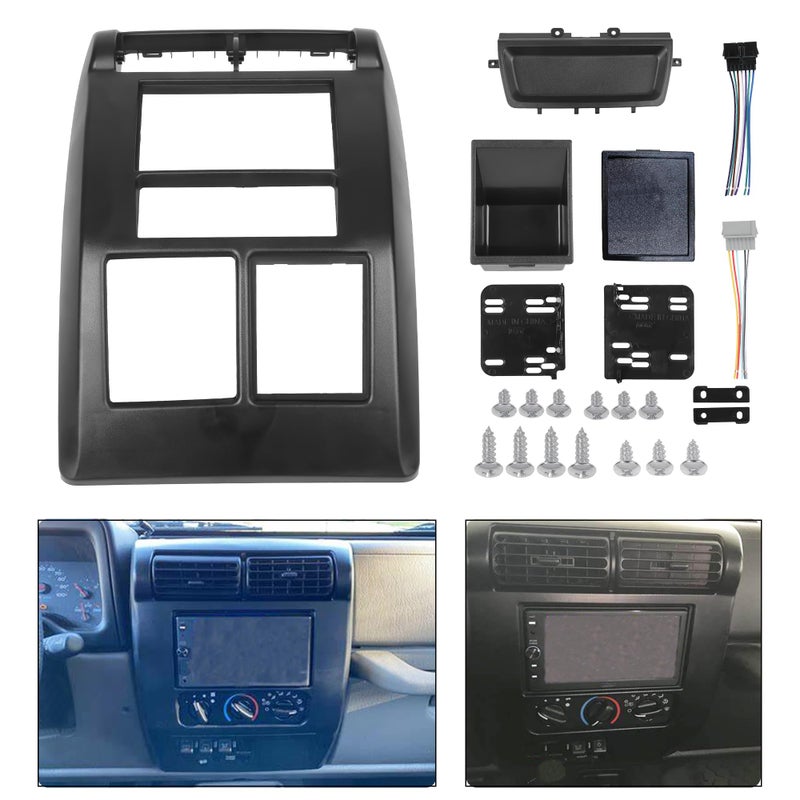 OKPARZ Compatible for Double DIN Dash Radio Bezel Center Trim Panel 1997 1998 1999 2000 2001 2002 Jeep Wrangler TJ 956549