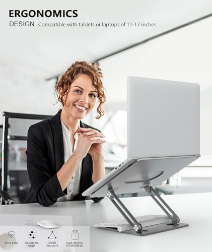 BoYata Laptop Stand Laptop Holder MultiAngle Stand with HeatVent Adjustable Notebook Stand for Laptop up to 17 inches Compatible for MacBook ProAir Surface Laptop and so on Space Gray - Image 3