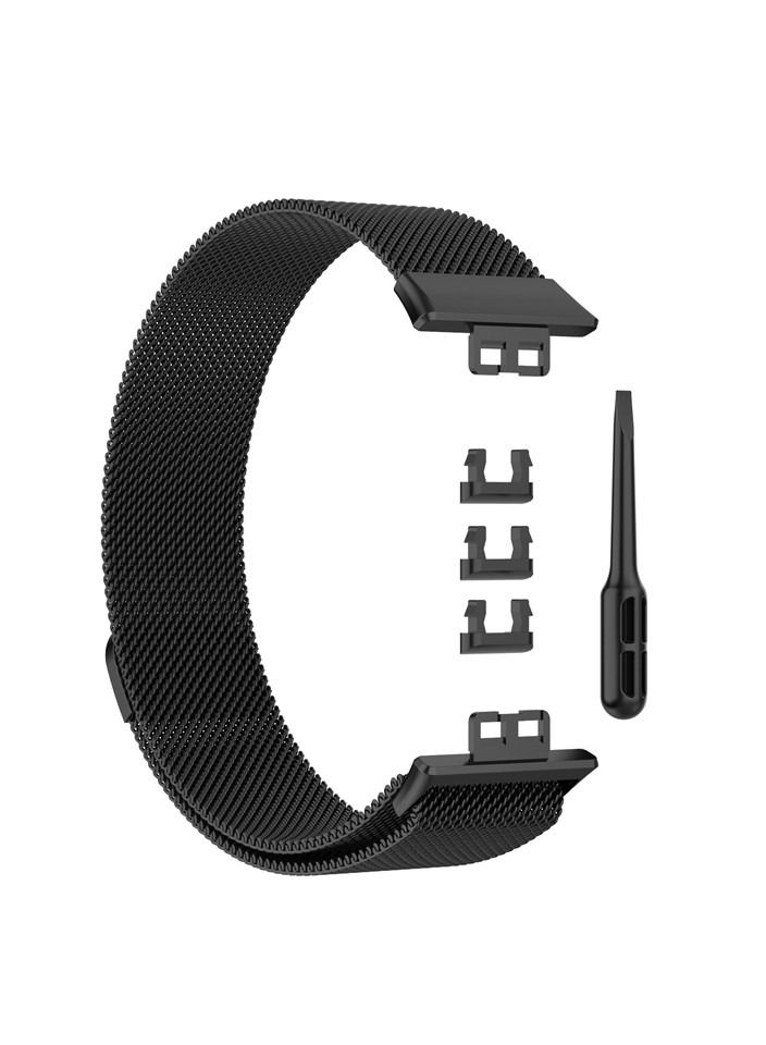 فون بلانيت Stainless Watch Band For Huawei Watch Fit Strap Solid color Fitness Sport Bands For Huawei Watch Fit(Black) - Image 1