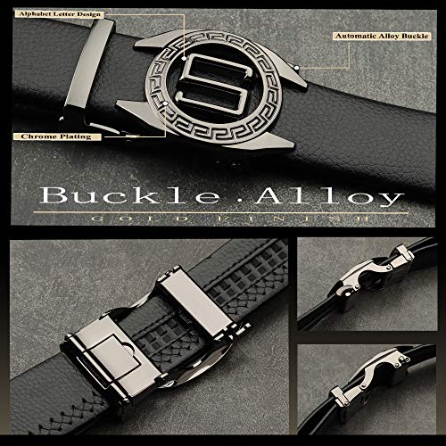 ZORO mens belt, PU leather belt for men, alphabet letter A B G N M R S T V (Black 82-S) - Image 2