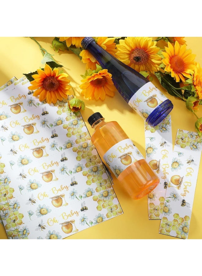Spakon 48 Pieces Bee Baby Shower Water Bottle Labels Bee Water Bottle Wrappers Baby Shower Favor Decorative Sticker for Gender Reveal Party - Image 4