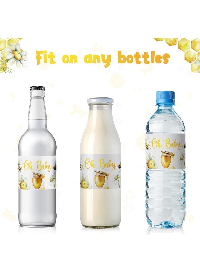 Spakon 48 Pieces Bee Baby Shower Water Bottle Labels Bee Water Bottle Wrappers Baby Shower Favor Decorative Sticker for Gender Reveal Party - Image 5