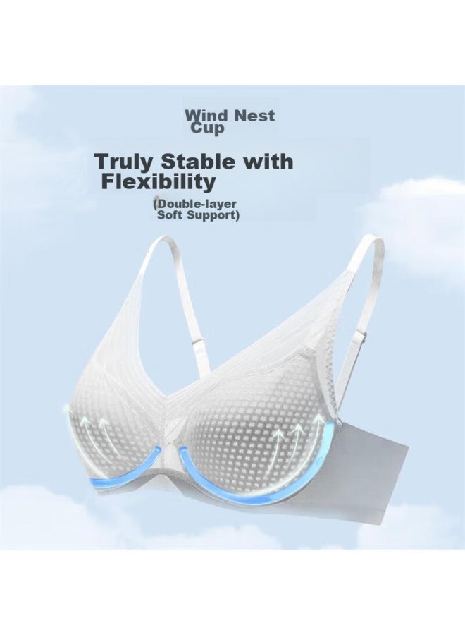 Embry Form Anli Fang Song Yi Same Style Wind Nest Cup Thin Slimming Bra Women's Underwear Ebw0457 Cloud Gray Lgy 80d - Image 1