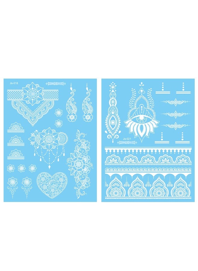Generic 12-Piece Henna Tattoo Stencils Hand Temporary Tattoo Stickers for Women Art Template Painting Stencils  - Image 4