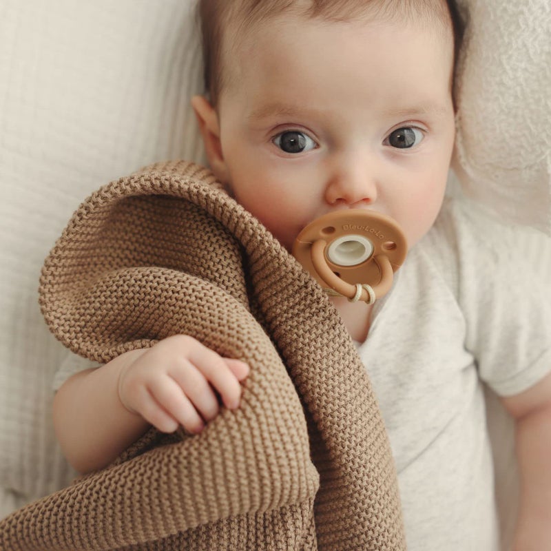Bleu La La Heritage Knit Organic Cotton Baby Swaddle Blanket - 100% Luxury Organic Cotton Knit Receiving Blanket - Soft Warm Unisex Blankets for Newborns Infants Boys & Girls (0-2Yrs - Milk Chocolate) - Image 4