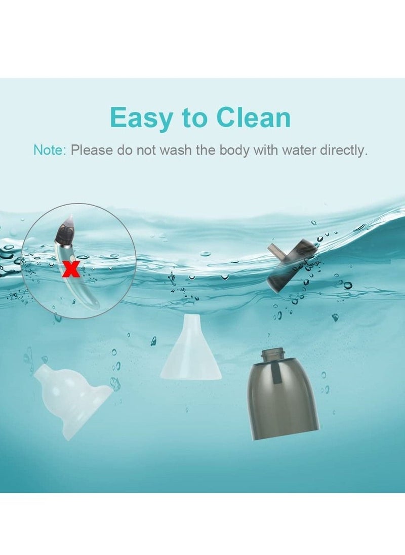 Generic Baby Nasal Aspirator, Electric Baby Nose Sucker Nose Cleaner with 5 Suction Levels and 2 Silicone Tips, Rechargeable Snot Sucker Anti-backflow Nose Vacuum Cleaner for Newborns, Toddlers (Blue)  - Image 2
