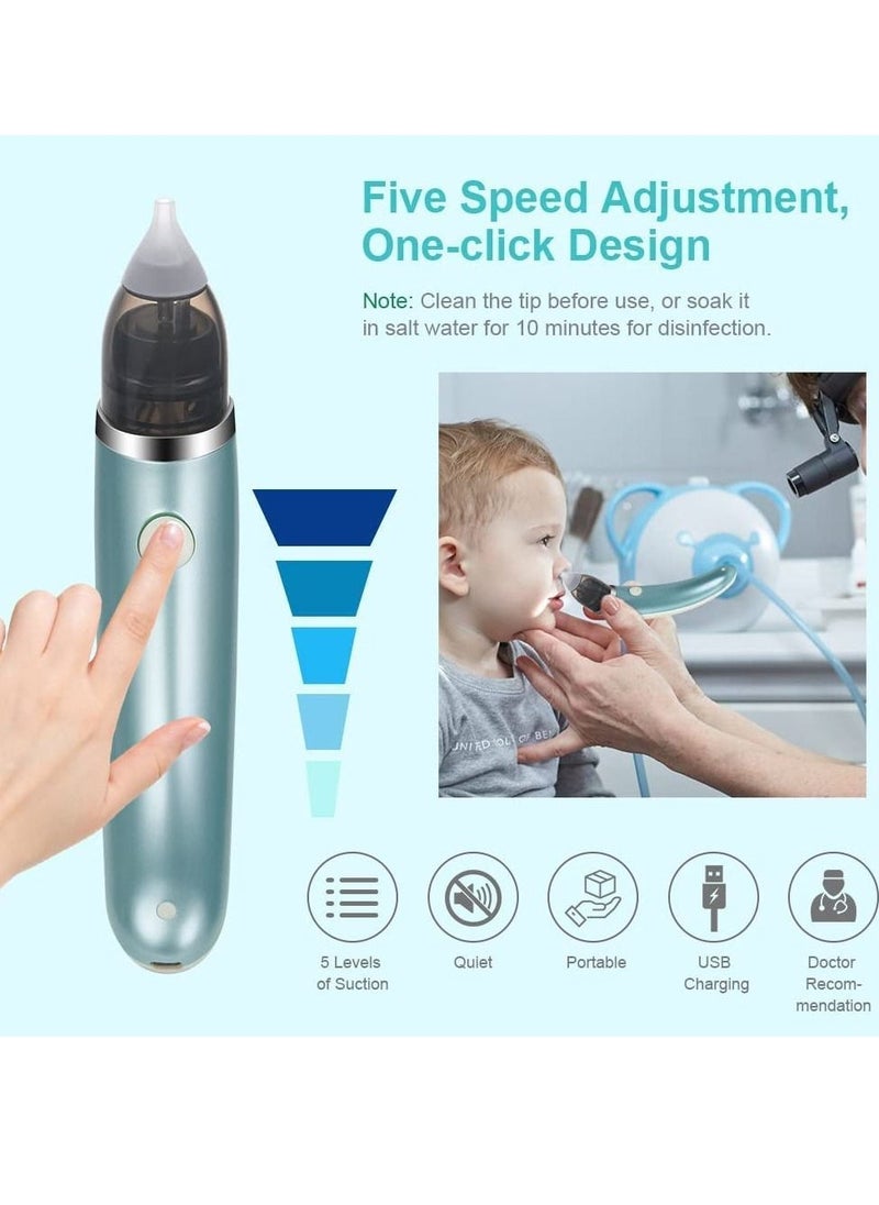 Generic Baby Nasal Aspirator, Electric Baby Nose Sucker Nose Cleaner with 5 Suction Levels and 2 Silicone Tips, Rechargeable Snot Sucker Anti-backflow Nose Vacuum Cleaner for Newborns, Toddlers (Blue)  - Image 4