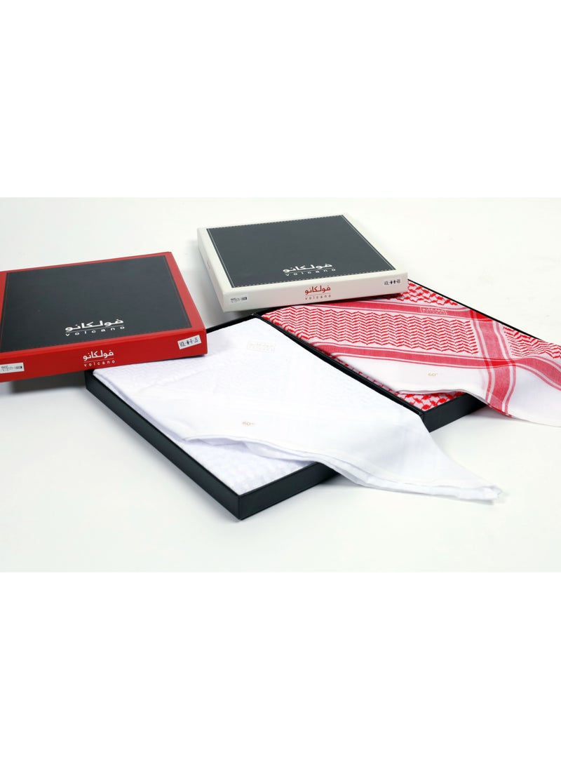 Volcano Luxury Shemagh Pack of 2 – Red & White Keffiyeh Scarves for Men | Soft & Stylish  - Image 3