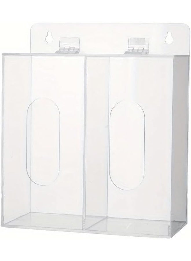 Slasa SLASA Acrylic Storage Box – 2-Compartment Wall-Mounted Organizer for Masks, Gloves & Hats – Transparent Dust-Proof Holder – No-Drill Installation – 20 x 20 x 10 cm  - Image 1