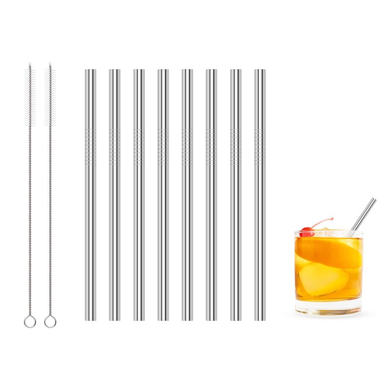 Kiemeu Short Metal Straws for CocktailsSmall Reusable Straws for KidsMini Cocktail StrawsPack of 8