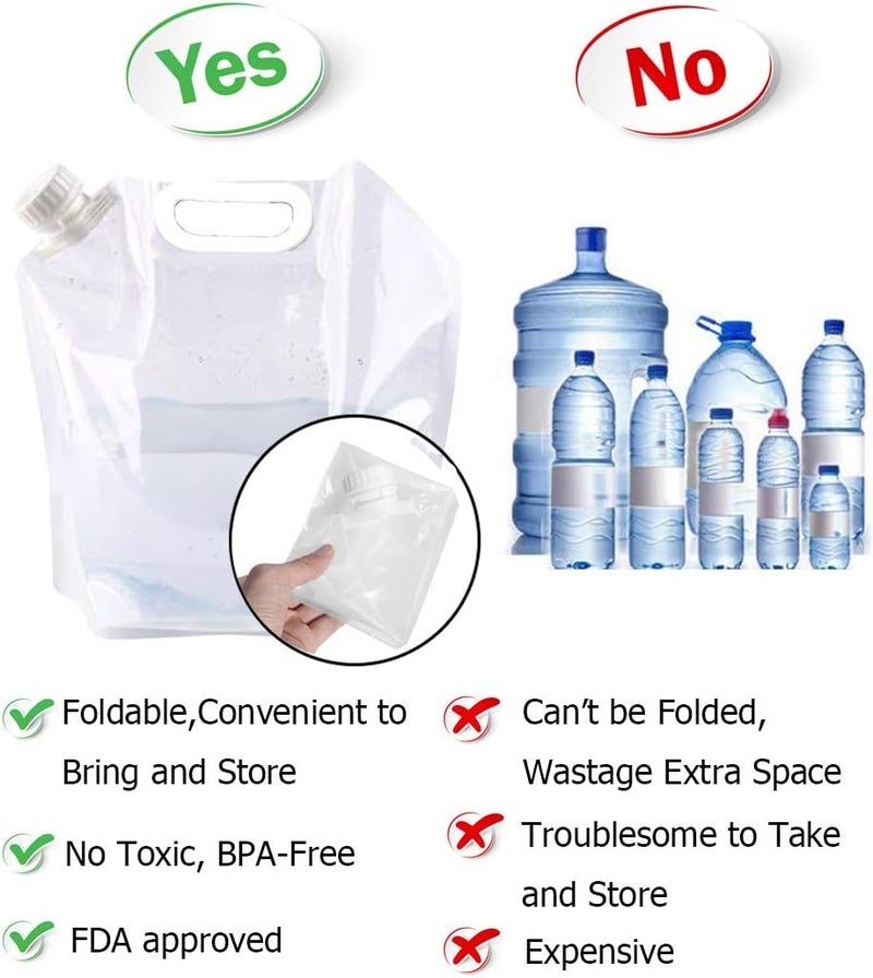 SUPANT Collapsible Emergency Water Jug Container Bag, Freezable, BPA Free Plastic Water Carrier Tank, Outdoor Folding Water Bag for Sport Camping Riding Mountaineer Backoacking, Food Grade - Image 3