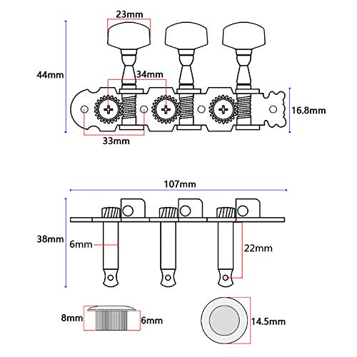 Swhmc 3R 3L Guitar Tuning Pegs Keys Machine Heads for Acoustic Folk Classical Guitar - Image 4