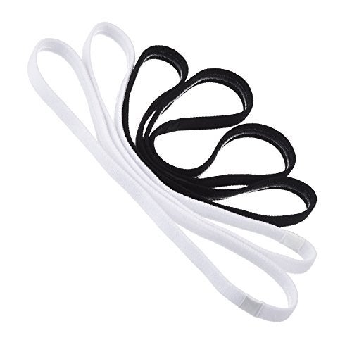 Sumind 4 Pieces Thick Non-Slip Elastic Sport Men Thin Headbands Football Hair Headbands for Women(Black, White) - Image 1